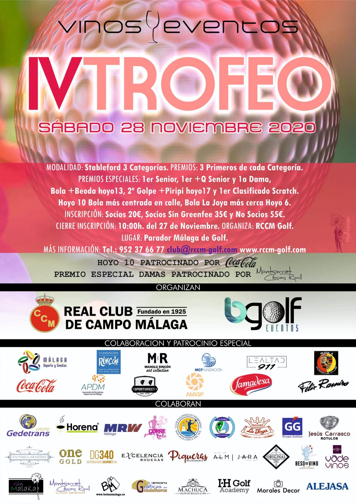 La cuarta edición del trofeo de golf `Vinos y Eventos´ contará con el apoyo de Fundación Rincón