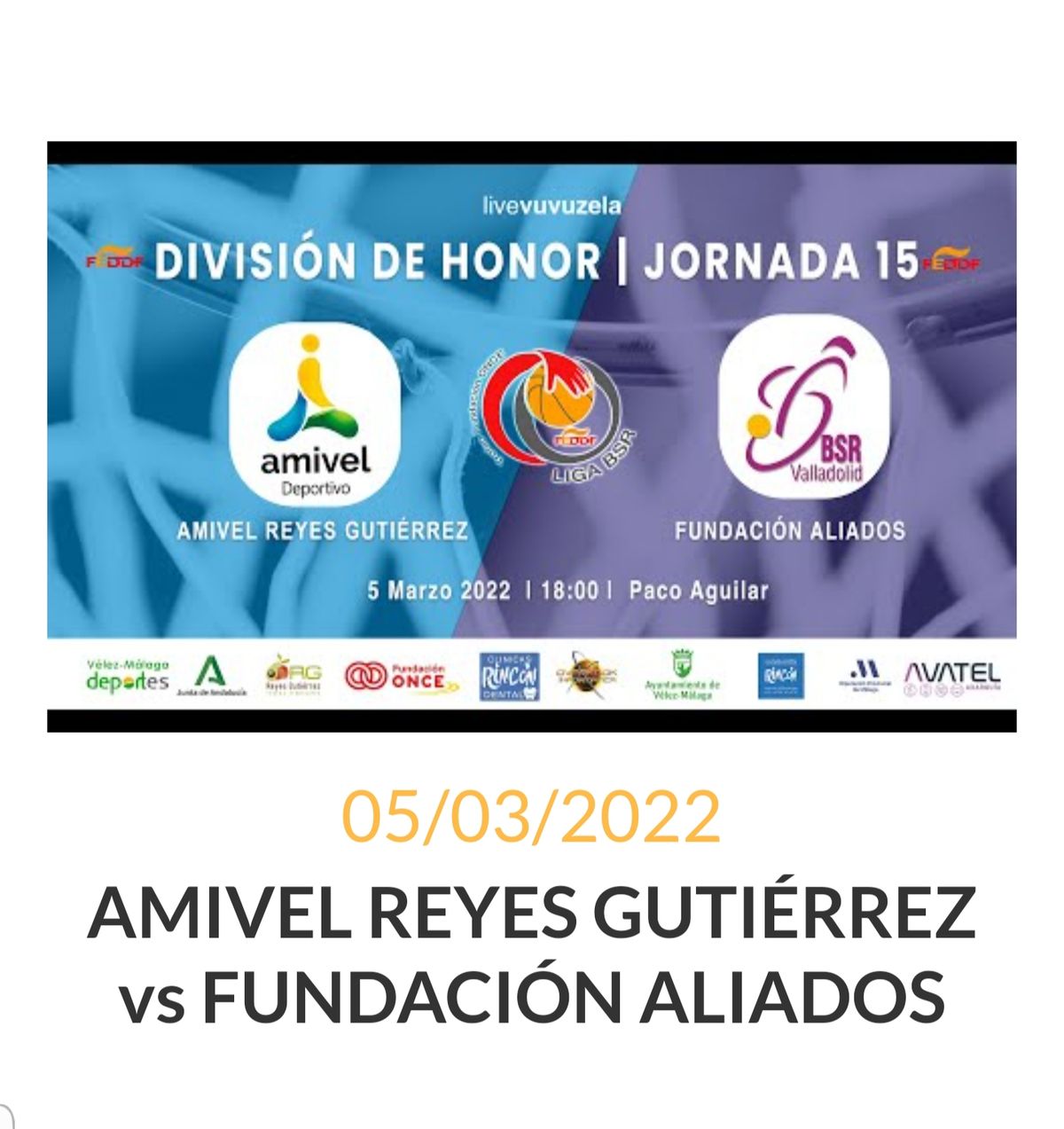 Previa AMIVEL Reyes Gutiérrez Vs Fundación Aliados Valladolid.